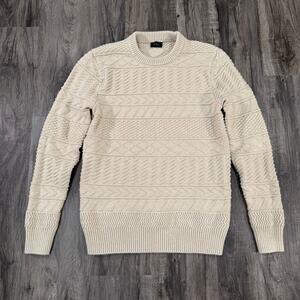 J. Crew Mens Cream Heavyweight Knit Sweater  100% Cotton, est Size S